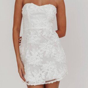 Saints & Secrets In Paris Embellished Flower Mini Dress White